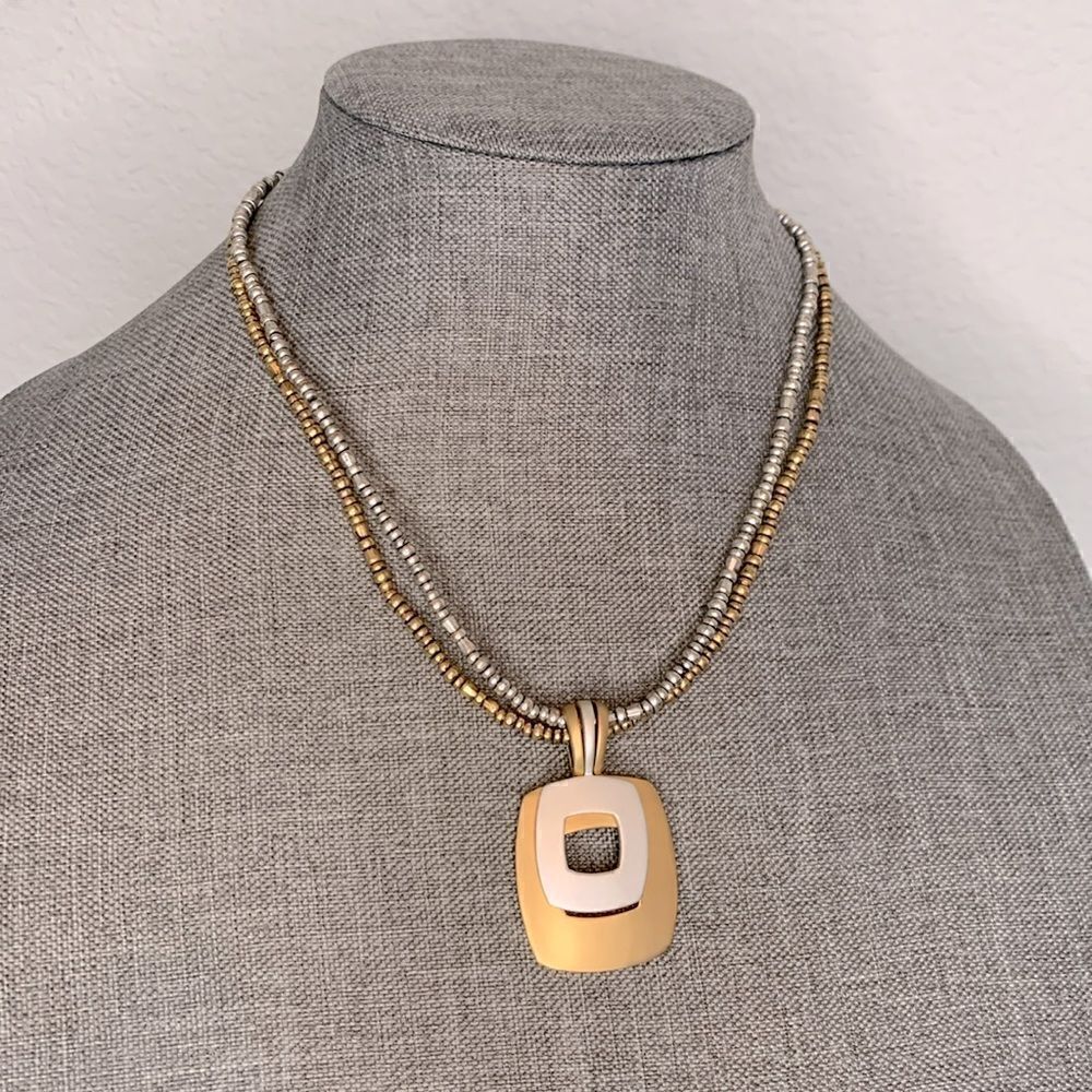 Premier Designs Silver and Gold Tone Metal Pendant Necklace